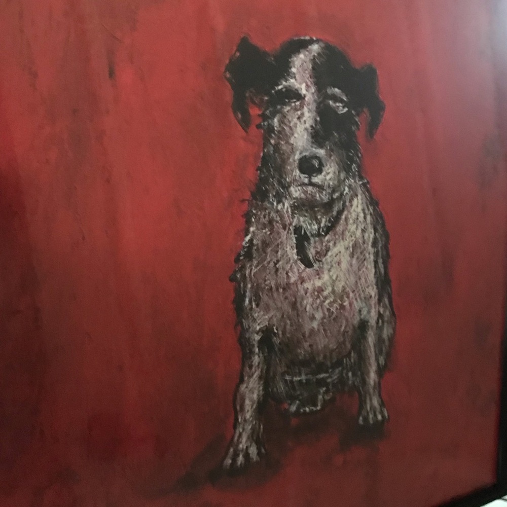 Framed Dog Art Print - Red and Black - Picture 3 of 5